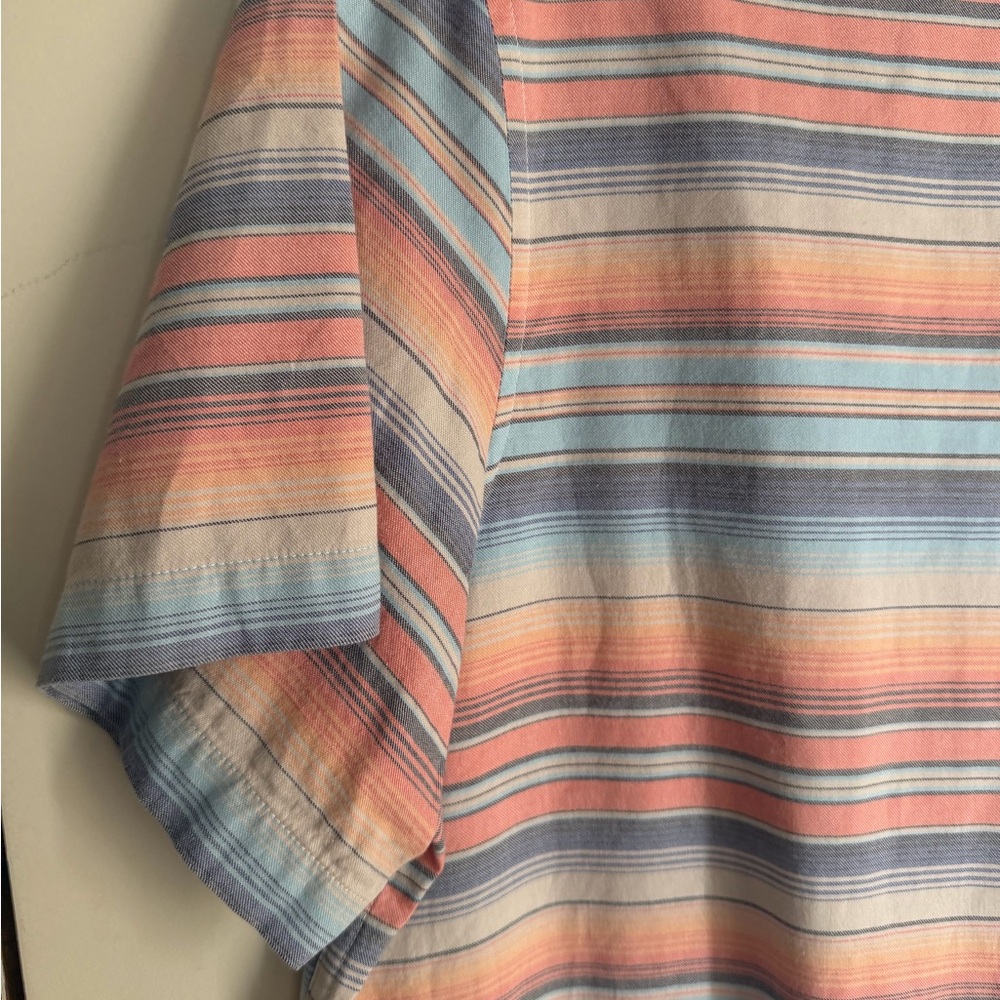 ROWM Men's Short Sleeve Striped Shirt Cotton Multi Color Orange XL zarape print - Picture 9 of 10